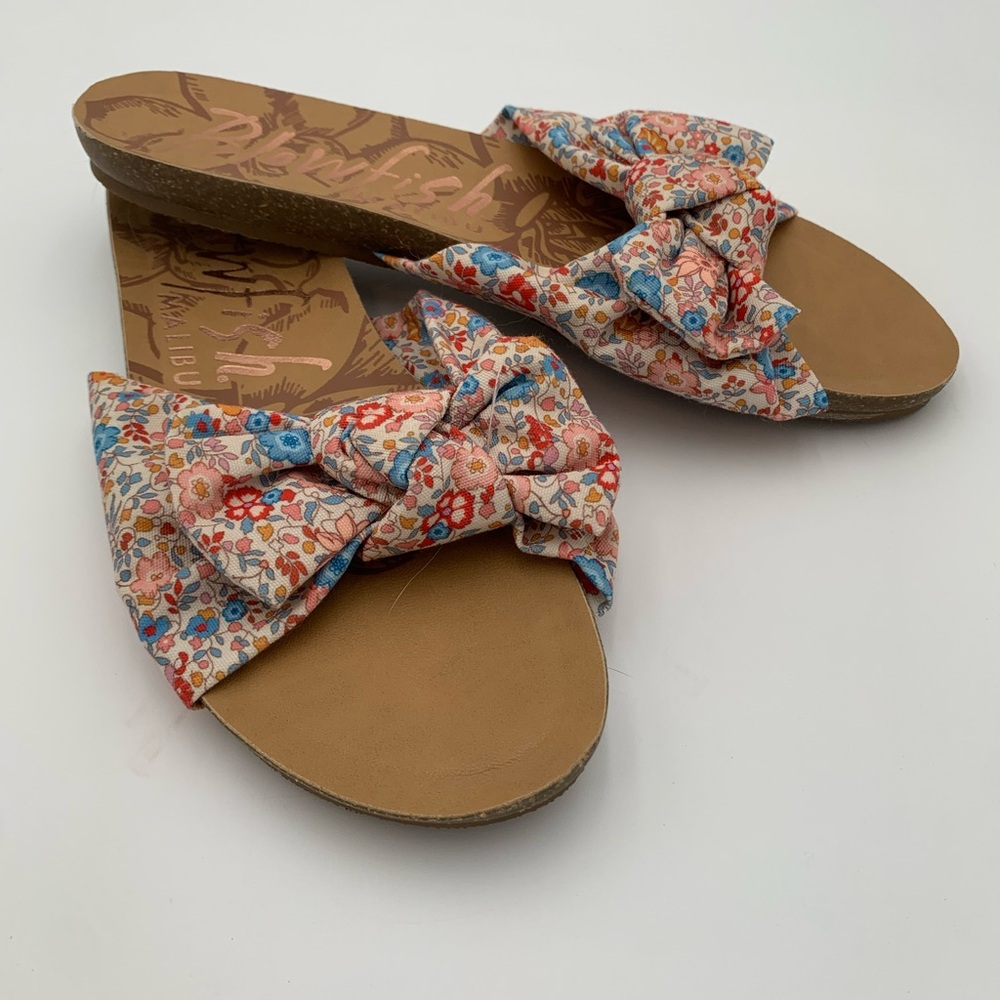 Blowfish Blue and Red Sandals with Bow Detail